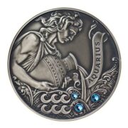 Зодиакальный гороскоп - Водолей - серебряная монета с кристаллами Сваровски