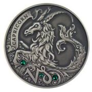 Зодиакальный гороскоп - Козерог - серебряная монета с кристаллами Сваровски