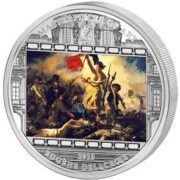 Шедевры мирового искусства - Свобода (Евгений Делакруа) - Острова Кука - серебряная монета