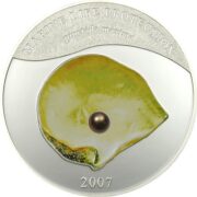 Жемчужина Пинктада максима - 2007 - Палау - серебряная монета с жемчужиной