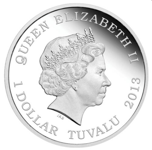 Драконы из легенд: Европейский зеленый дракон - Тувалу - 2013 - серебряная монета — изображение 2