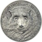 Росомаха - 2007 - Монголия - серебряная монета с кристаллами
