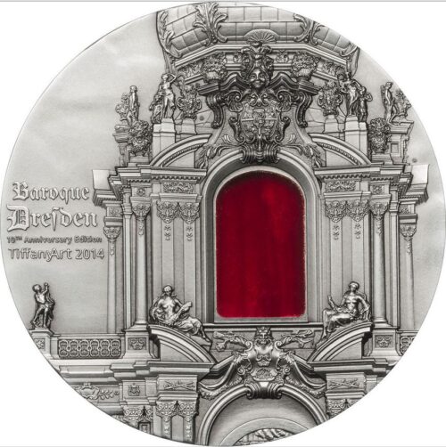 Искусство Тиффани (Tiffany Art) 2014 Дрезден Барокко - Палау - серебряная монета с Тиффани