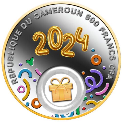 С Днем Рождения - 500 франков - 2024 - Камерун - серебряная монета с позолотой — изображение 2