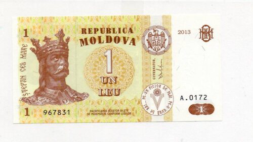 Банкнота 1 лей 2013 года, Молдова (UNC)