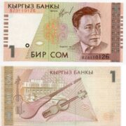 Банкнота 1 сом 1999 года, замещение (серия BZ), Кыргызстан (UNC)